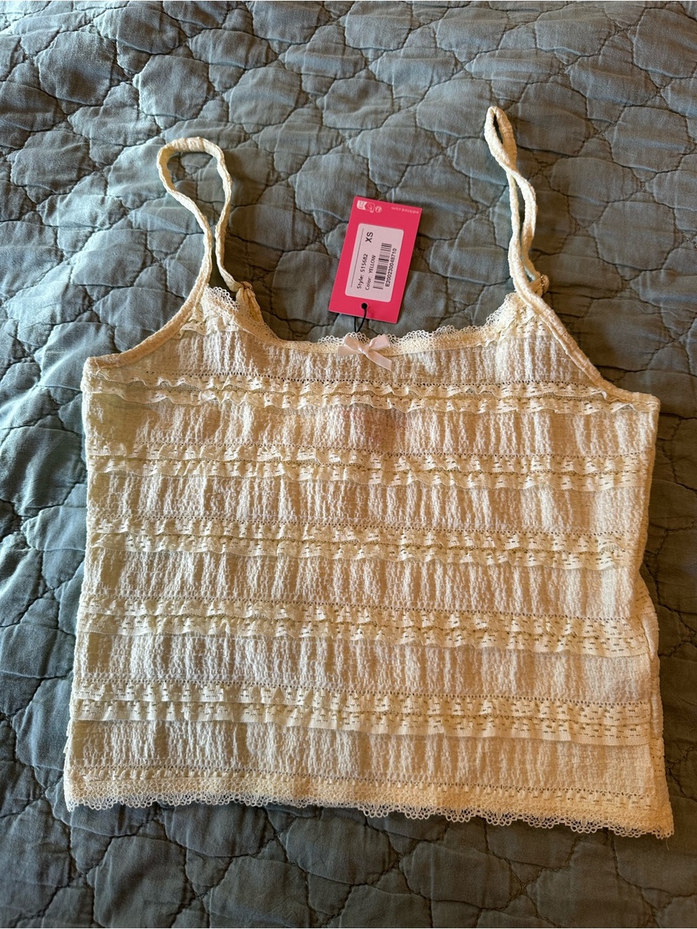 Women’s pale yellow Lace-Trim Cami Top
